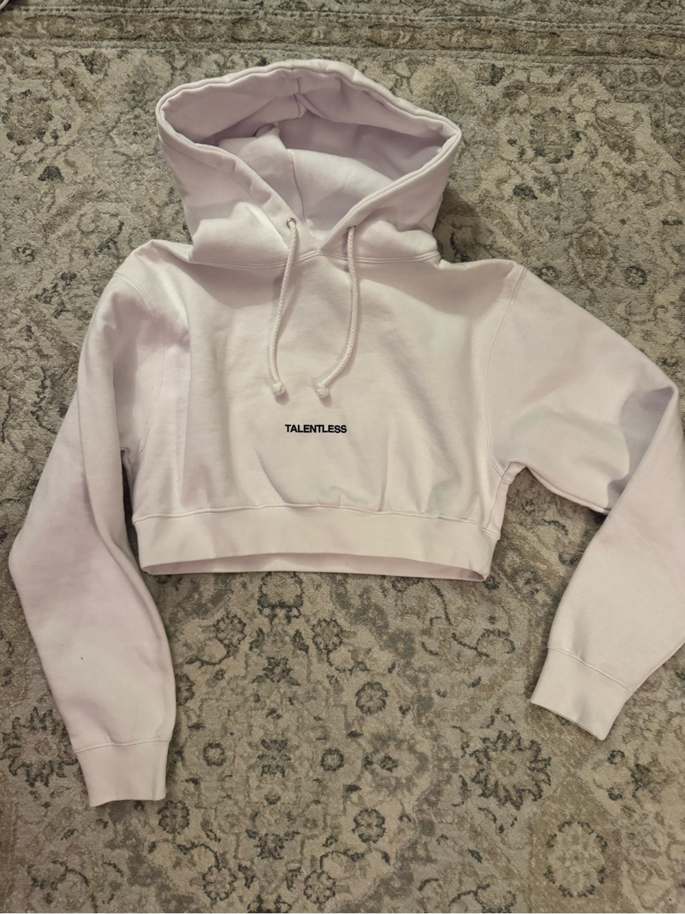 Talentless Cropped Hoodie - white